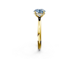 Yellow gold Fancy Blue Round  Cut Solitaire Ring with Thin Band and Four-Prong Setting_18