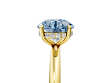 Yellow gold Fancy Blue Round  Cut Solitaire Ring with Thin Band and Four-Prong Setting_21
