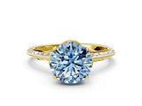 Yellow gold Fancy Blue Round Cut Solitaire Split Shank Pave Diamond Engagement Ring with Four-Prong Setting_24