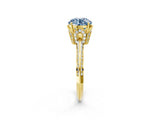 Yellow gold Fancy Blue Round Cut Solitaire Split Shank Pave Diamond Engagement Ring with Four-Prong Setting_26