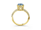 Yellow gold Fancy Blue Round Cut Solitaire Split Shank Pave Diamond Engagement Ring with Four-Prong Setting_27