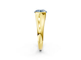 Yellow gold Fancy Blue Round Cut Solitaire Tension Set Diamond Ring with Split Shank Band_2