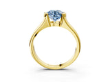 Yellow gold Fancy Blue Round Cut Solitaire Tension Set Diamond Ring with Split Shank Band_3