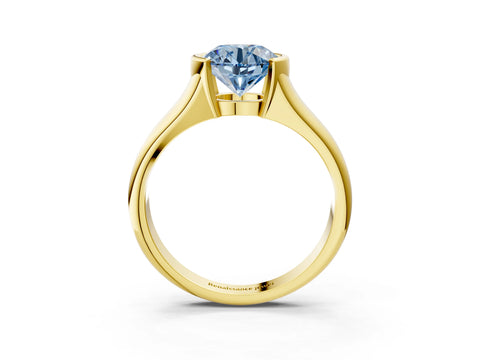 Yellow gold Fancy Blue Round Cut Solitaire Tension Set Diamond Ring with Split Shank Band_3