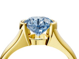 Yellow gold Fancy Blue Round Cut Solitaire Tension Set Diamond Ring with Split Shank Band_4