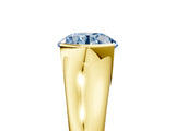 Yellow gold Fancy Blue Round Cut Solitaire Tension Set Diamond Ring with Split Shank Band_5