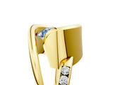 Yellow gold Fancy Blue Round Cut Solitaire Tension-Set Diamond Split Shank Ring_5