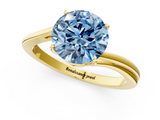 Yellow gold Fancy Blue Round  Cut Solitaire Twist Band Ring with Four-Prong Setting_24