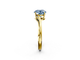 Yellow gold Fancy Blue Round  Cut Solitaire Twist Band Ring with Four-Prong Setting_25