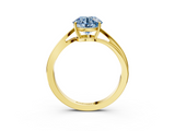 Yellow gold Fancy Blue Round  Cut Solitaire Twist Band Ring with Four-Prong Setting_26