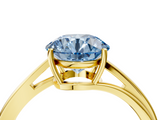Yellow gold Fancy Blue Round  Cut Solitaire Twist Band Ring with Four-Prong Setting_27