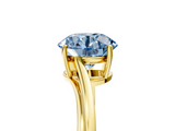 Yellow gold Fancy Blue Round  Cut Solitaire Twist Band Ring with Four-Prong Setting_28
