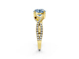 Yellow gold Fancy Blue Round Cut Solitaire Twist Pave Diamond Engagement Ring with Prong Setting_2