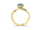 Yellow gold Fancy Blue Round Cut Solitaire Twist Pave Diamond Engagement Ring with Prong Setting_3