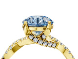 Yellow gold Fancy Blue Round Cut Solitaire Twist Pave Diamond Engagement Ring with Prong Setting_40