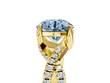 Yellow gold Fancy Blue Round Cut Solitaire Twist Pave Diamond Engagement Ring with Prong Setting_5