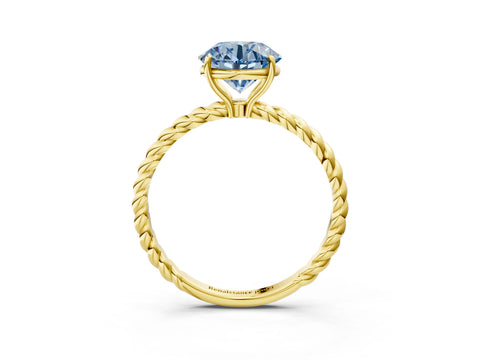 Yellow gold Fancy Blue Round Cut Solitaire Twisted Band 4-Prong Ring_3