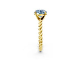 Yellow gold Fancy Blue Round  Cut Solitaire Twisted Band with Four-Prong Setting_54