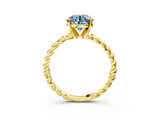 Yellow gold Fancy Blue Round  Cut Solitaire Twisted Band with Four-Prong Setting_55