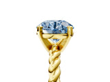 Yellow gold Fancy Blue Round  Cut Solitaire Twisted Band with Four-Prong Setting_57