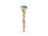 Yellow gold Fancy Blue Round Cut Solitaire Twisted Pave Band with Four-Prong Setting_5