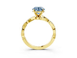 Yellow gold Fancy Blue Round Cut Solitaire Twisted Pave Band with Four-Prong Setting_6