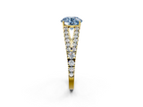 Yellow gold Fancy Blue Round  Cut Split Shank Pave Diamond Engagement Ring with Four-Prong Setting_26