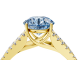Yellow gold Fancy Blue Round  Cut Split Shank Pave Diamond Engagement Ring with Four-Prong Setting_28