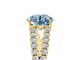 Yellow gold Fancy Blue Round  Cut Split Shank Pave Diamond Engagement Ring with Four-Prong Setting_29