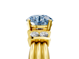 Yellow gold Fancy Blue Round  Cut Three-Stone Channel Set Ring with Bar Prongs_52