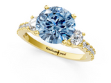 Yellow gold Fancy Blue Round  Cut Three-Stone Diamond Pavé Band with Prong Setting_17