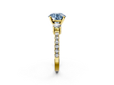 Yellow gold Fancy Blue Round  Cut Three-Stone Diamond Pavé Band with Prong Setting_18
