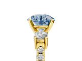 Yellow gold Fancy Blue Round  Cut Three-Stone Diamond Pavé Band with Prong Setting_21