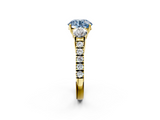 Yellow gold Fancy Blue Round  Cut Three-Stone Diamond Pave Band with Prong Setting_38
