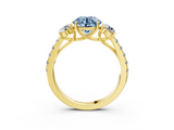 Yellow gold Fancy Blue Round  Cut Three-Stone Diamond Pave Band with Prong Setting_39