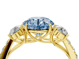 Yellow gold Fancy Blue Round  Cut Three-Stone Diamond Pave Band with Prong Setting_40