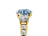 Yellow gold Fancy Blue Round  Cut Three-Stone Diamond Pave Band with Prong Setting_41