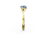 Yellow gold Fancy Blue Round  Cut Three-Stone Solitaire Ring with Round Accent Diamonds and Four-Prong Setting_22