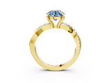 Yellow gold Fancy Blue Round  Cut Twist Band Solitaire Diamond Ring with Pavé Setting_6