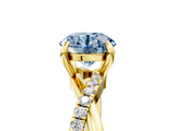 Yellow gold Fancy Blue Round  Cut Twist Band Solitaire Diamond Ring with Pavé Setting_8