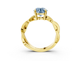 Yellow gold Fancy Blue Round  Cut Twisted Pavé Band Solitaire Ring with Four-Prong Setting_75