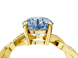 Yellow gold Fancy Blue Round  Cut Twisted Pavé Band Solitaire Ring with Four-Prong Setting_76