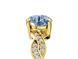 Yellow gold Fancy Blue Round  Cut Twisted Pavé Band Solitaire Ring with Four-Prong Setting_77
