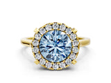 Yellow gold Fancy Blue Round  Diamond Cluster Halo Solitaire with Four-Prong Setting_77