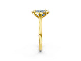 Yellow gold Fancy Blue Round  Diamond Cluster Halo Solitaire with Four-Prong Setting_79