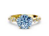 Yellow gold Fancy Blue Round  Diamond Cluster Prong-Set Solitaire Ring_42