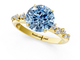 Yellow gold Fancy Blue Round  Diamond Cluster Prong-Set Solitaire Ring_43