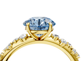 Yellow gold Fancy Blue Round  Diamond Cluster Prong-Set Solitaire Ring_46
