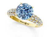 Yellow gold Fancy Blue Round  Diamond Pavé Band Solitaire Ring with Four-Prong Setting_50