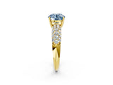 Yellow gold Fancy Blue Round  Diamond Pavé Band Solitaire Ring with Four-Prong Setting_51